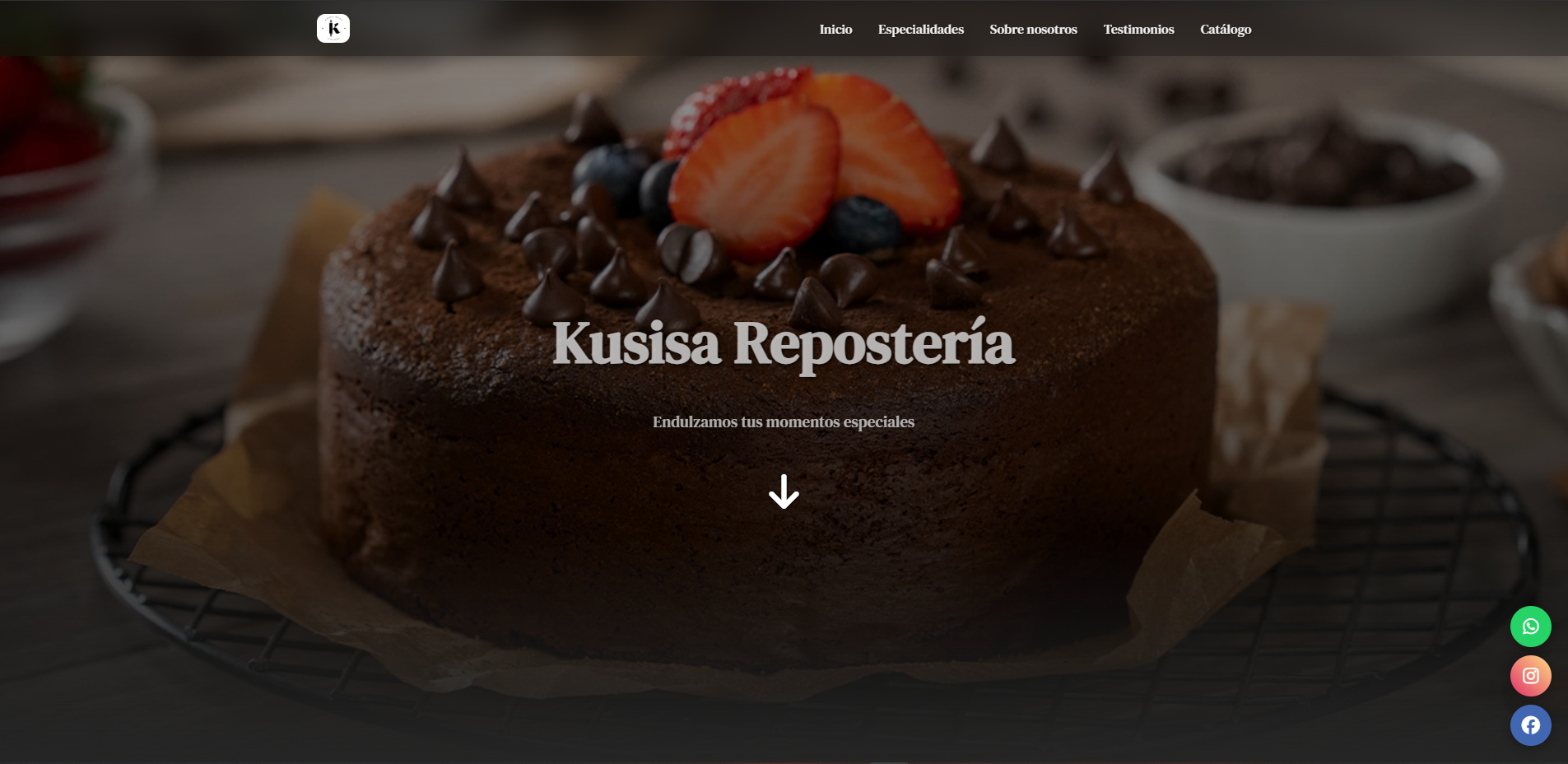 Captura de pantalla del proyecto Kusisa Repostería