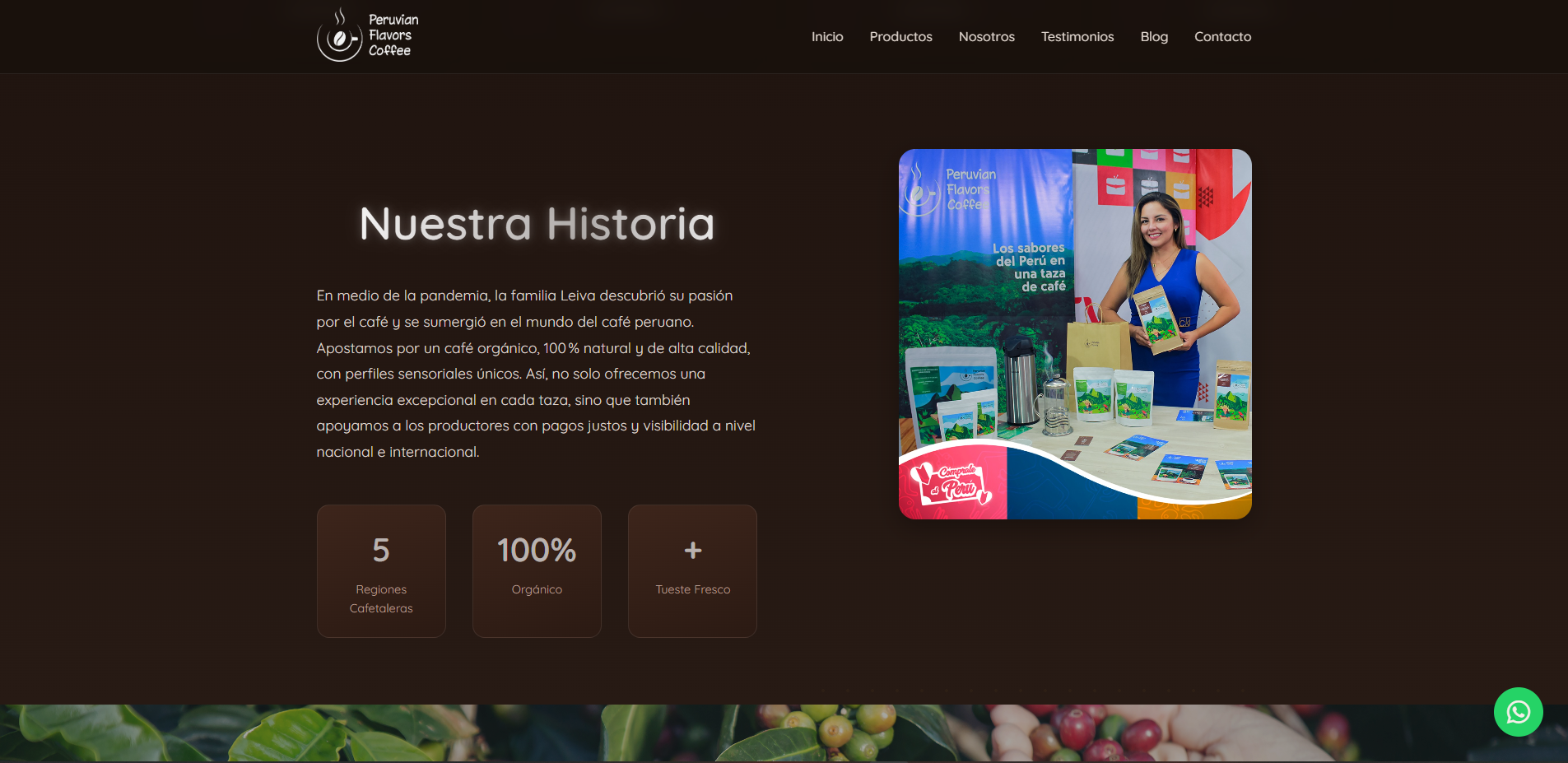 Captura de pantalla del proyecto Peruvian Flavors Coffee
